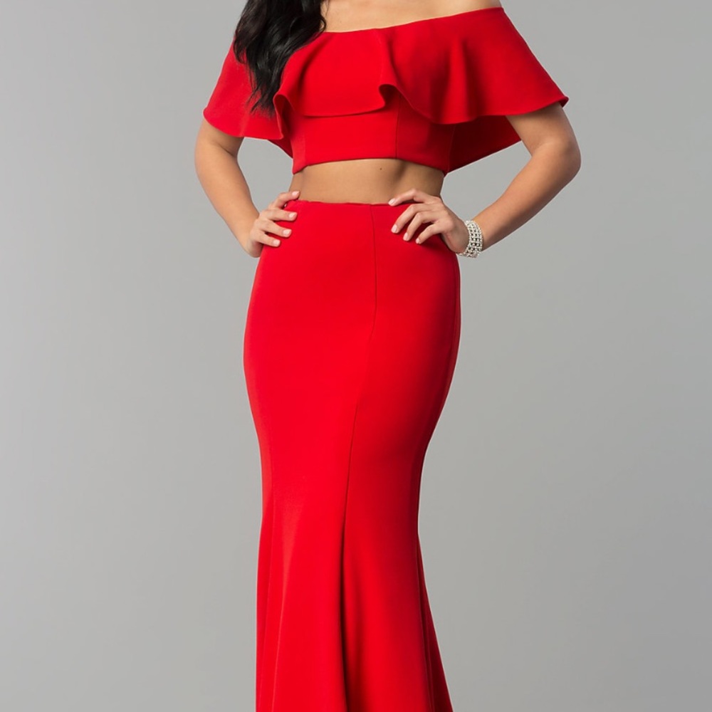 Red 2 Piece Prom Dress
